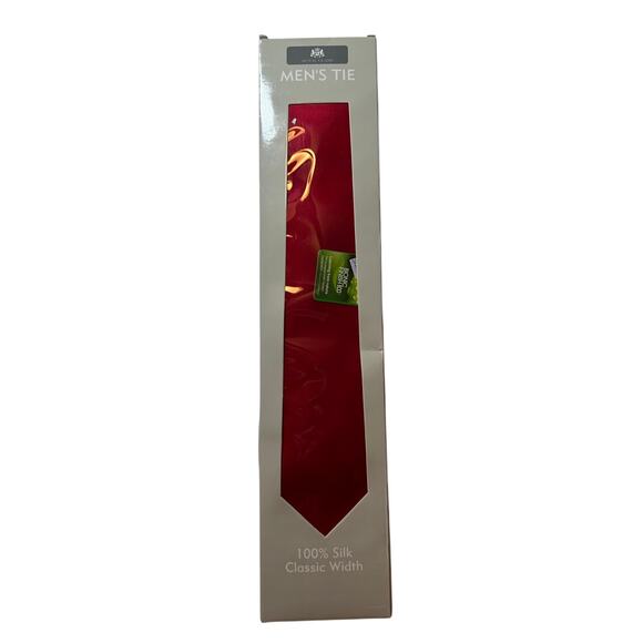 Royal Class Men’s Tie 100% Silk Classic Width Red Water Soil Repellent Eco - Picture 2 of 5